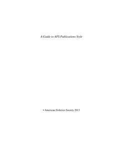 A Guide to AFS Publications Style  • American Fisheries Society 2013