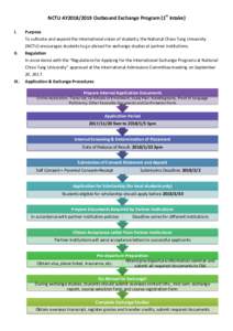 NCTU AY2018/2019 Outbound Exchange Program (1st Intake) I. II.  III.