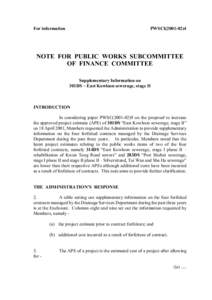 For information  PWSCI[removed]NOTE FOR PUBLIC WORKS SUBCOMMITTEE OF FINANCE COMMITTEE