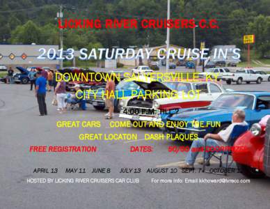 LICKING RIVER CRUISERS C.C.  DOWNTOWN SALYERSVILLE, KY.