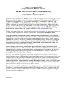 Historic Preservation Division Georgia Department of Natural Resources (DRAFT) Policy on Lead-Based Paint and Affordable Housing in Section 106 and Environmental Review The Historic Presrvation Division’s (HPD) Comment