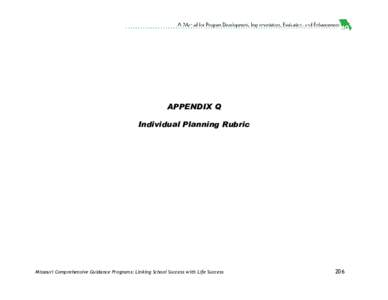 APPENDIX Q Individual Planning Rubric Missouri Comprehensive Guidance Programs: Linking School Success with Life Success  206