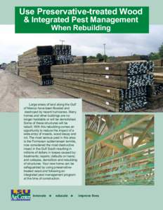 Use Preservative-treated Wood & Integrated Pest Management When Rebuilding Large areas of land along the Gulf of Mexico have been flooded and