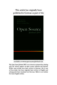 This article has originally been published in German as part of the Open Source Jahrbuch[removed]ht (C) 1989, 1991 Free Software Foundation, Inc. 59 Temple Place - Suite 330, Boston, MA[removed], USA Everyone is perdocum