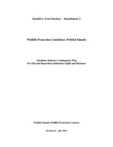 Sensitive Area Section – Attachment 2  Wildlife Protection Guidelines: Pribilof Islands Aleutians Subarea Contingency Plan For Oil and Hazardous Substance Spills and Releases