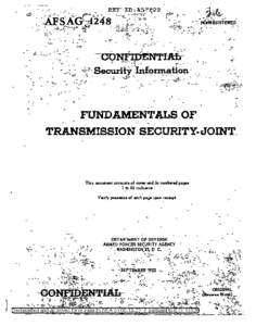 FUNDAMENTALS OF TRANSMISSION SECURITY-JOINT; ARMED FORCES SECURITY AGENCY (AFSAG) 1248