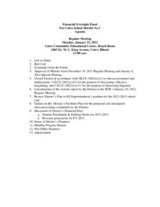 Financial Oversight Panel For Cairo School District No.1 Agenda January 23, 2012