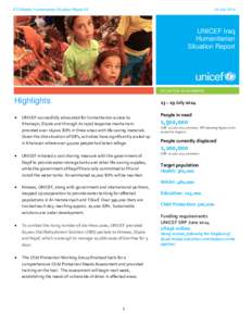 ICO Weekly Humanitarian Situation Report #3  24 July 2014 UNICEF Iraq Humanitarian