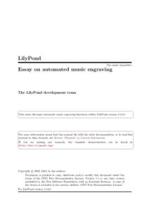 LilyPond The music typesetter Essay on automated music engraving  The LilyPond development team