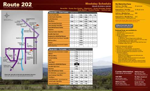 Route 202  Weekday Schedule Horario de lunes a viernes