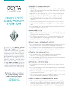 HOSPICE TEAM COMMUNICATIONS  Hospice CAHPS Quality Measures Cheat Sheet