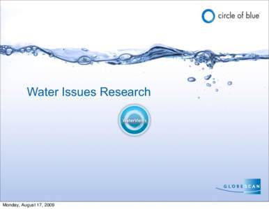 Water Issues Research  Monday, August 17, 2009 Methodology and Participating Countries (15)