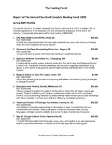 Report of the Healing Fund - Spirng 2009