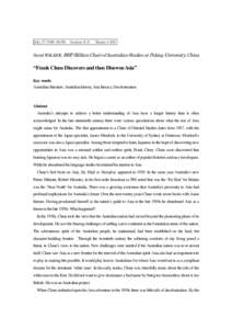 July 27, 9:00~10:30: Session (I-3)  Room[removed]David WALKER, BHP Billiton Chair of Australian Studies at Peking University, China