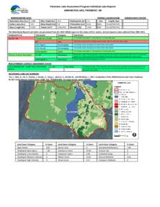 Volunteer Lake Assessment Program Individual Lake Reports ARMINGTON LAKE, PIERMONT, NH MORPHOMETRIC DATA TROPHIC CLASSIFICATION