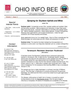 OHIO INFO BEE Ohio State University Extension Service Ohio Department of Agriculture Volume 1, Issue 2
