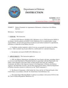 DoD Instruction, April 28, 2010; Incorporating Change 1, September 13, 2011