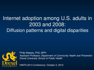 Internet adoption among U.S. adults in 2003 and 2008: Diffusion patterns and digital disparities