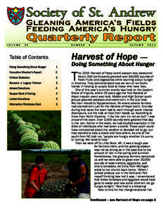 Society of St. Andrew  Gleaning America’s Fields Feeding America’s Hungry VOLUME