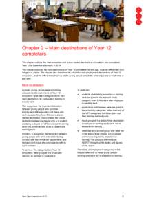 Chapter 2 – Main destinations of Year 12 completers This chapter outlines the main education and labour market destinations of students who completed Year 12 at Queensland schools inThis chapter explores the mai