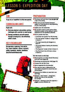 14  LessOn 5: exPeDitiOn DAY Aim  PRePARAtiOn