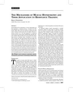 BRIEF REVIEW  THE MECHANISMS OF MUSCLE HYPERTROPHY AND THEIR APPLICATION TO RESISTANCE TRAINING BRAD J. SCHOENFELD Global Fitness Services, Scarsdale, New York