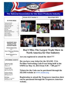 The National Association for the Sewn Products Industry Volume XLVI, Number 2……………...........March/April 2014 IN THIS ISSUE Texprocess Events………..……... 1 Upcoming Events ………………... 1 Texpro