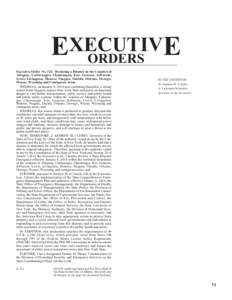 EXECUTIV E ORDERS Executive Order No. 122: Declaring a Disaster in the Counties of Allegany, Cattaraugus, Chautauqua, Erie, Genesee, Jefferson, Lewis, Livingston, Monroe, Niagara, Oneida, Orleans, Oswego,