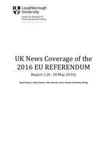 UK News Coverage of the 2016 EU REFERENDUM