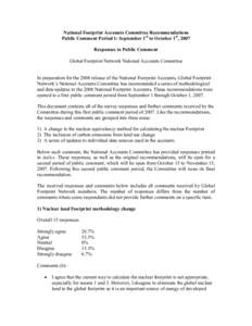 National Footprint Accounts Committee Recommendations Public Comment Period 1: September 1st to October 1st, 2007 Responses to Public Comment Global Footprint Network National Accounts Committee  In preparation for the 2