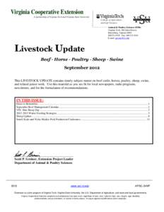Virginia Cooperative Extension A partnership of Virginia Tech and Virginia State University College of Agriculture and Life Sciences Animal & Poultry Sciences[removed]Virginia Tech, 366 Litton Reaves