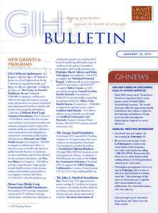 Helping grantmakers improve the health of all people BULLETIN J A N U A RY 1 8 , 