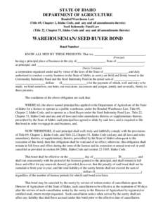 Microsoft Word - Warehouseman-Seed Buyer Bond Form[removed]doc
