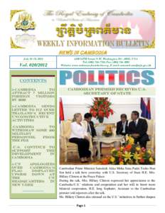 News in Cambodia July 01-13, 2012 Vol[removed]16TH Street N.W, Washington DC, 20011, USA