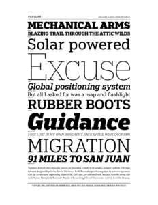 popular  available exclusively from Font Bureau MECHANICAL ARMS