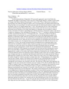 Southern Campaign American Revolution Pension Statements & Rosters Pension Application of George Duncan W9845 Transcribed and annotated by C. Leon Harris. Elizabeth Duncan