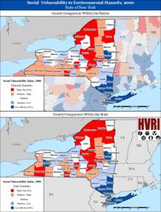 Social Vulnerability to Environmental Hazards, 2000 State of New York County Comparison Within the Nation 