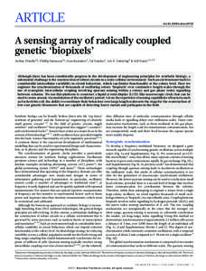 ARTICLE  doi:[removed]nature10722 A sensing array of radically coupled genetic ‘biopixels’