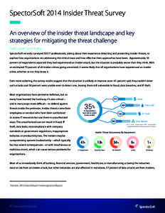 SpectorSoft 2014 Insider Threat Survey An overview of the insider threat landscape and key strategies for mitigating the threat challenge Executive Summary SpectorSoft recently surveyed 355 IT professionals, asking about