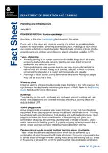 Fact Sheet  DEPARTMENT OF EDUCATION AND TRAINING Planning and Infrastructure July 2012