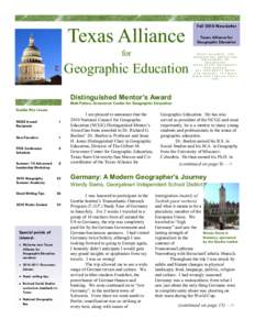 Texas Alliance for Geographic Education  Fall 2010 Newsletter