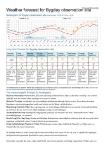 Printed: :00  Weather forecast for Bygdøy observation site Meteogram for Bygdøy observation site Wednesday 19:00 to Friday 19:00 Thursday 18 June