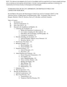 Bioethics / Institutional Animal Care and Use Committee / Animal welfare / Herpetology / Reptile / Amphibian / Conservation biology / Veterinary physician / Animal euthanasia / Biology / Animal testing / Animal rights