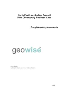 North East Lincolnshire Council Data Observatory Business Case Supplementary comments  Date: [removed]