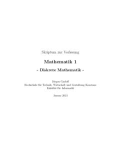 Skriptum zur Vorlesung  Mathematik 1 - Diskrete Mathematik Ju ¨rgen Garloff Hochschule fu