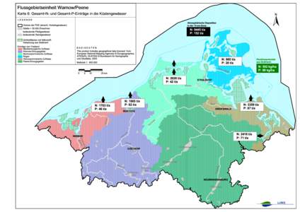 Flussgebietseinheit Warnow/Peene Karte 6: Gesamt-N- und Gesamt-P-Einträge in die Küstengewässer