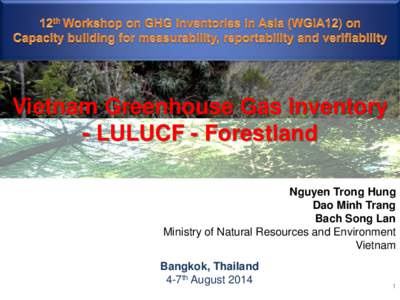 Vietnam Greenhouse Gas Inventory - LULUCF - Forestland Nguyen Trong Hung Dao Minh Trang Bach Song Lan Ministry of Natural Resources and Environment