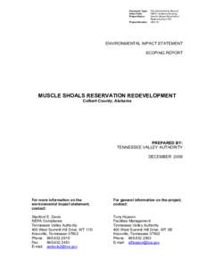 Impact assessment / United States / Alabama / Florence – Muscle Shoals metropolitan area / Environmental impact statement / Wilson Dam / National Environmental Policy Act / Knoxville /  Tennessee / Tennessee River / Tennessee Valley Authority / Energy in the United States