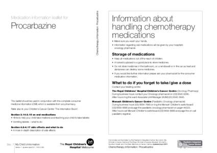 Procarbazine  Chemotherapy Information: Procarbazine Medication information leaflet for