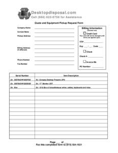 Microsoft Word - Quote and Equipment Pickup Request Form.doc